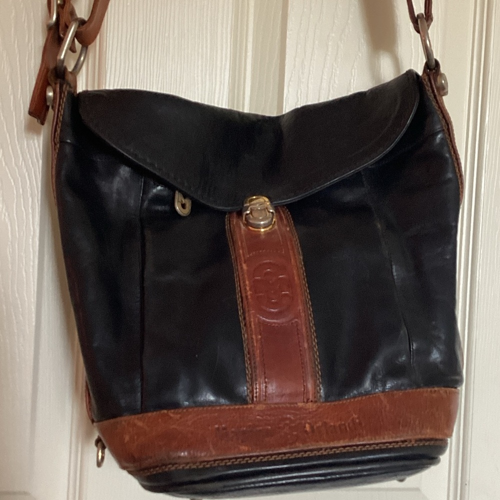 Marino Orlandi made in Italy Black and Brown Crossbody Leather Bag